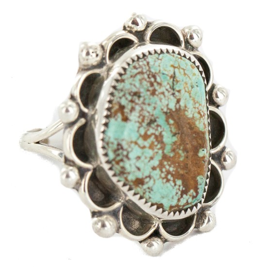 Handmade Certified Authentic .925 Sterling Silver Natural Turquoise Navajo Native American Ring 18259-2