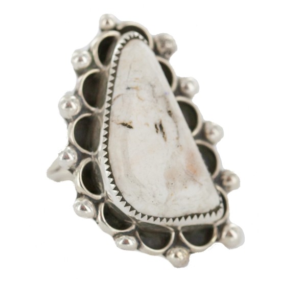 Handmade Certified Authentic Navajo Silver White Buffalo Native American Ring 17023-20