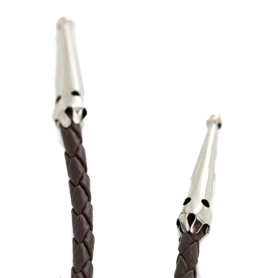 Handmade Certified Authentic Navajo Leather Nickel Natural Turquoise Red Jasper Native American Bolo Tie 24509-1