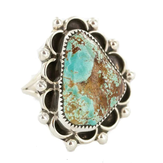 Handmade Navajo .925 Sterling Silver Natural Turquoise Native American Ring 18259-3 Handmade Navajo .925 Sterling Silver Natural Turquoise Native American Ring 18259-3
