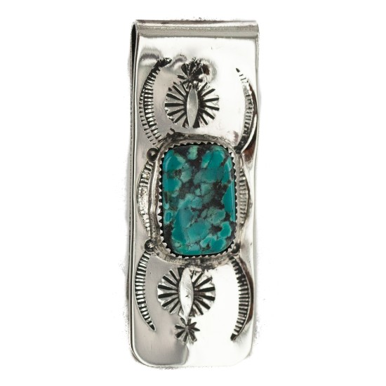 Navajo Handmade Certified Authentic .925 Sterling Silver Natural Spiderweb Turquoise Native American Nickel Money Clip 11270 Navajo Handmade Certified Authentic .925 Sterling Silver Natural Spiderweb Turquoise Native American Nickel Money Clip 11270