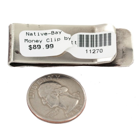 Navajo Handmade Certified Authentic .925 Sterling Silver Natural Spiderweb Turquoise Native American Nickel Money Clip 11270 Navajo Handmade Certified Authentic .925 Sterling Silver Natural Spiderweb Turquoise Native American Nickel Money Clip 11270