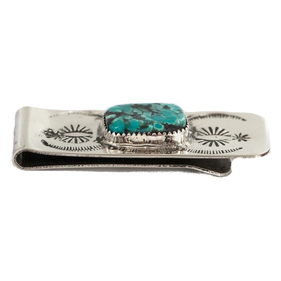 Navajo Handmade Certified Authentic .925 Sterling Silver Natural Spiderweb Turquoise Native American Nickel Money Clip 11270 Navajo Handmade Certified Authentic .925 Sterling Silver Natural Spiderweb Turquoise Native American Nickel Money Clip 11270