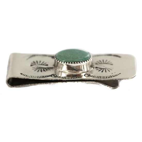 Navajo Handmade Certified Authentic .925 Sterling Silver Natural Turquoise Native American Nickel Money Clip 11269
