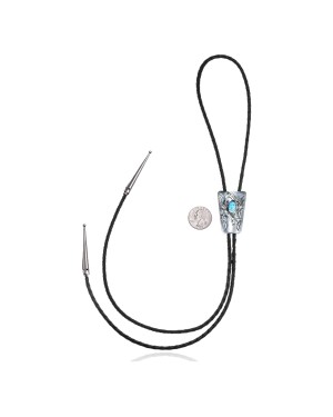 Snake .925 Sterling Silver Certified Authentic Handmade Navajo Native American Natural Turquoise Bolo Tie 34104