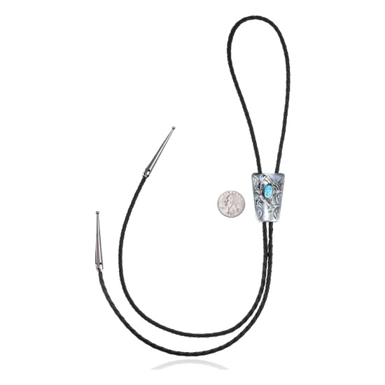 Snake .925 Sterling Silver Certified Authentic Handmade Navajo Native American Natural Turquoise Bolo Tie 34104