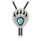 Bear Paw .925 Sterling Silver Handmade Navajo Native American Natural Turquoise Bolo Tie 34105