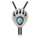 Bear Paw .925 Sterling Silver Certified Authentic Handmade Navajo Native American Natural Turquoise Bolo Tie 34105