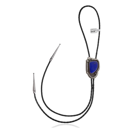 Handmade Certified Authentic Navajo .925 Sterling Silver Lapis Lazuli  Native American Bolo Tie 34109