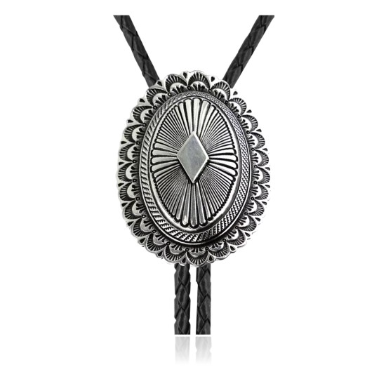 Sun .925 Sterling Silver Certified Authentic Handmade Navajo Native American Bolo Tie 34100