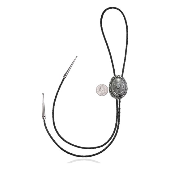 Sun .925 Sterling Silver Certified Authentic Handmade Navajo Native American Bolo Tie 34100