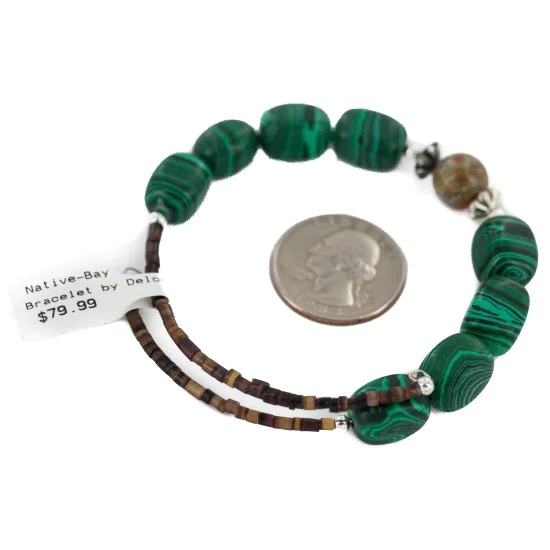 Navajo Heishi Malachite Blood Stone Native American Adjustable Wrap Bracelet 13159-3 Navajo Heishi Malachite Blood Stone Native American Adjustable Wrap Bracelet 13159-3