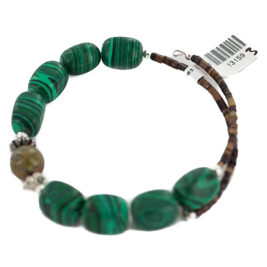 Navajo Heishi Malachite Blood Stone Native American Adjustable Wrap Bracelet 13159-3 Navajo Heishi Malachite Blood Stone Native American Adjustable Wrap Bracelet 13159-3