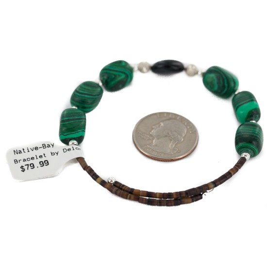 Certified Authentic Navajo Heishi Malachite Green Jasper Native American Adjustable Wrap Bracelet 13159-1 Certified Authentic Navajo Heishi Malachite Green Jasper Native American Adjustable Wrap Bracelet 13159-1