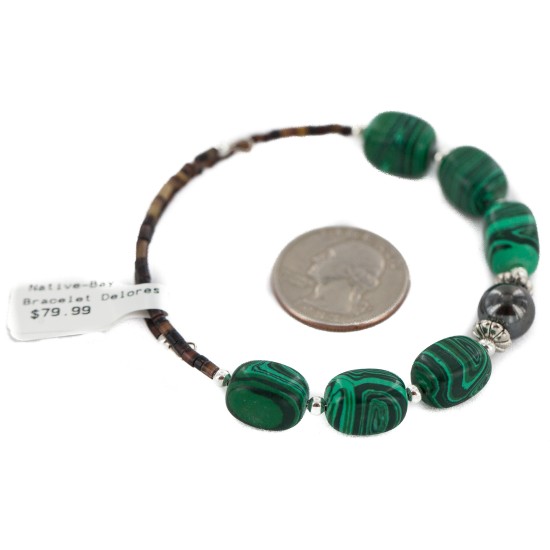 Certified Authentic Navajo Heishi Hematite Malachite Native American Adjustable Wrap Bracelet 13166-1 Certified Authentic Navajo Heishi Hematite Malachite Native American Adjustable Wrap Bracelet 13166-1