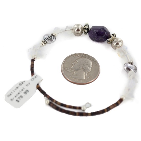 Certified Authentic Natural Heishi Jasper Opalite Navajo Native American Adjustable Wrap Bracelet 13153-3 Certified Authentic Natural Heishi Jasper Opalite Navajo Native American Adjustable Wrap Bracelet 13153-3