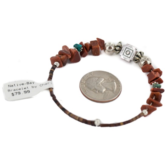 Certified Authentic Natural Heishi Goldstone Turquoise Navajo Native American Adjustable Wrap Bracelet 13153-1 Certified Authentic Natural Heishi Goldstone Turquoise Navajo Native American Adjustable Wrap Bracelet 13153-1