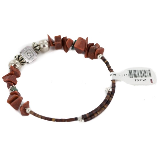 Certified Authentic Natural Heishi Goldstone Turquoise Navajo Native American Adjustable Wrap Bracelet 13153-1 Certified Authentic Natural Heishi Goldstone Turquoise Navajo Native American Adjustable Wrap Bracelet 13153-1
