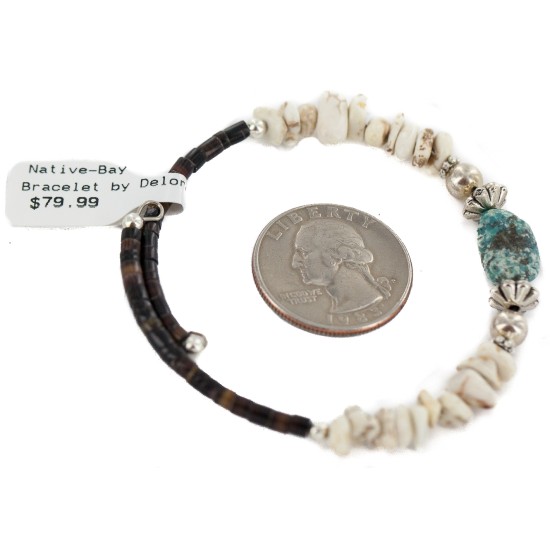 Certified Authentic Navajo Heishi White Howlite Native American Adjustable Wrap Bracelet 13161