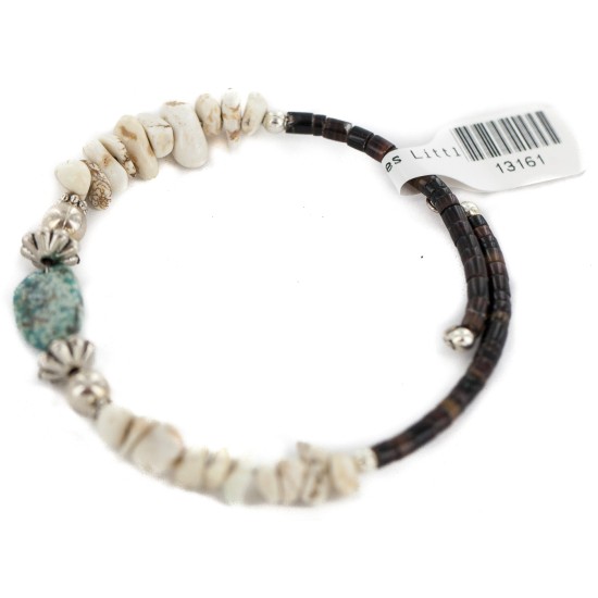 Certified Authentic Navajo Heishi White Howlite Native American Adjustable Wrap Bracelet 13161