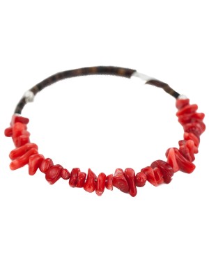 Certified Authentic Heishi Coral Navajo Native American Adjustable Wrap Bracelet 13159-10