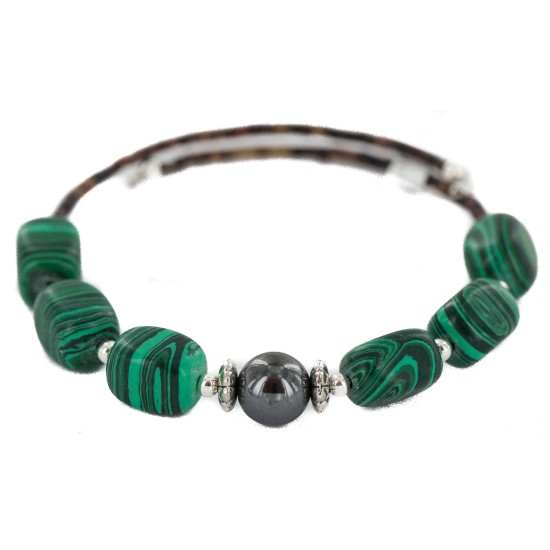 Certified Authentic Navajo Heishi Hematite Malachite Native American Adjustable Wrap Bracelet 13166-1 Certified Authentic Navajo Heishi Hematite Malachite Native American Adjustable Wrap Bracelet 13166-1