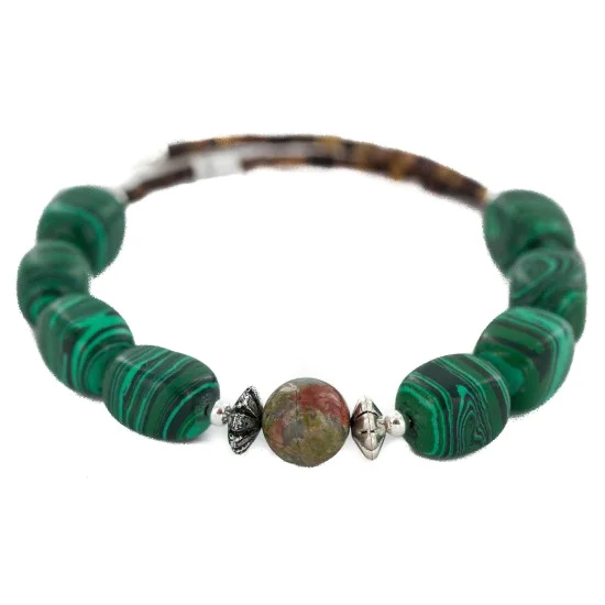 Navajo Heishi Malachite Blood Stone Native American Adjustable Wrap Bracelet 13159-3 Navajo Heishi Malachite Blood Stone Native American Adjustable Wrap Bracelet 13159-3
