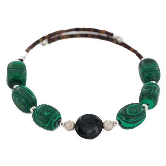 Certified Authentic Navajo Heishi Malachite Green Jasper Native American Adjustable Wrap Bracelet 13159-1 Certified Authentic Navajo Heishi Malachite Green Jasper Native American Adjustable Wrap Bracelet 13159-1