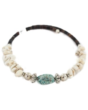 Certified Authentic Navajo Heishi White Howlite Native American Adjustable Wrap Bracelet 13161