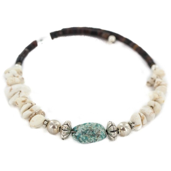 Certified Authentic Navajo Heishi White Howlite Native American Adjustable Wrap Bracelet 13161