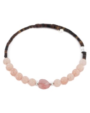 Heart Navajo Certified Authentic Pink Quartz Native American Adjustable Wrap Bracelet 13151-73