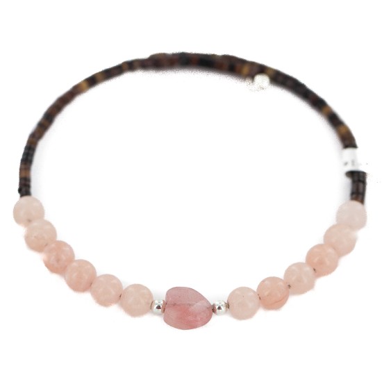 Heart Navajo Certified Authentic Pink Quartz Native American Adjustable Wrap Bracelet 13151-73 Heart Navajo Certified Authentic Pink Quartz Native American Adjustable Wrap Bracelet 13151-73