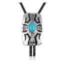 Sun Feather.925 Sterling Silver Handmade Navajo Native American Natural Turquoise Bolo Tie 34112