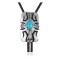 Sun Feather.925 Sterling Silver Certified Authentic Handmade Navajo Native American Natural Turquoise Bolo Tie 34112