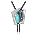 Handmade Navajo .925 Sterling Silver Native American Natural Turquoise Coral Bolo Tie 34117