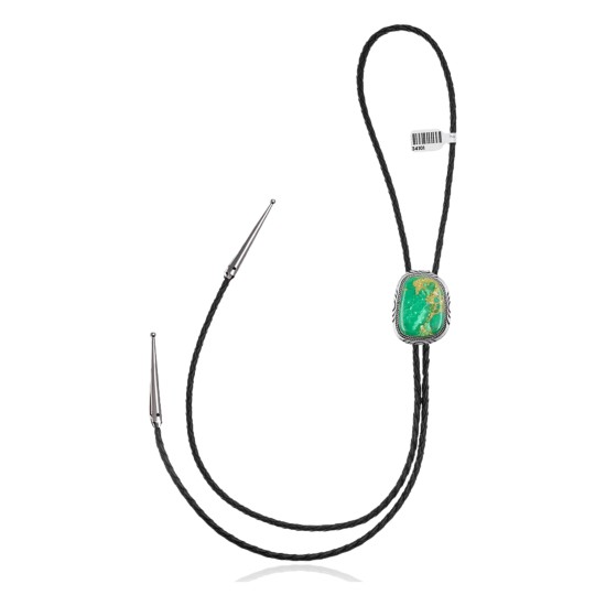 Handmade Certified Authentic Navajo .925 Sterling Silver Native American Natural Turquoise Bolo Tie 34101