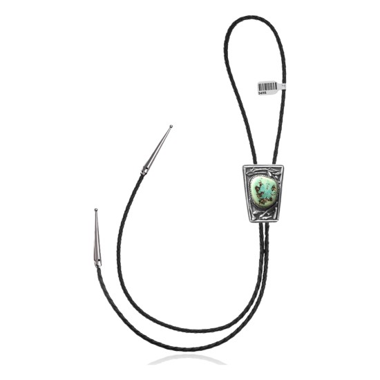 Handmade Certified Authentic Navajo .925 Sterling Silver Native American Natural Turquoise Bolo Tie 34115