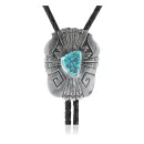 Feather .925 Sterling Silver Handmade Navajo Native American Natural Turquoise Bolo Tie 34118