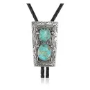 Handmade Navajo .925 Sterling Silver Native American Natural Turquoise Bolo Tie 34124
