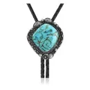 Handmade Navajo .925 Sterling Silver Native American Natural Turquoise Bolo Tie 34129