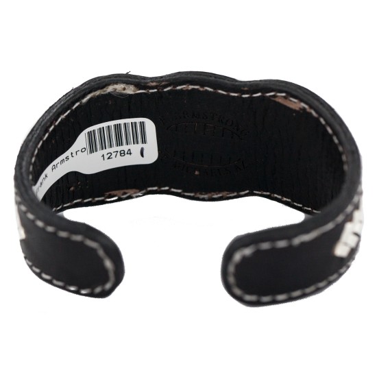Certified Authentic .925 Sterling Silver Navajo Handmade Natural Turquoise Native American Leather Bracelet 12784-101 Certified Authentic .925 Sterling Silver Navajo Handmade Natural Turquoise Native American Leather Bracelet 12784-101