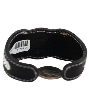 Certified Authentic .925 Sterling Silver Navajo Handmade Natural Turquoise Native American Leather Bracelet 12784-101