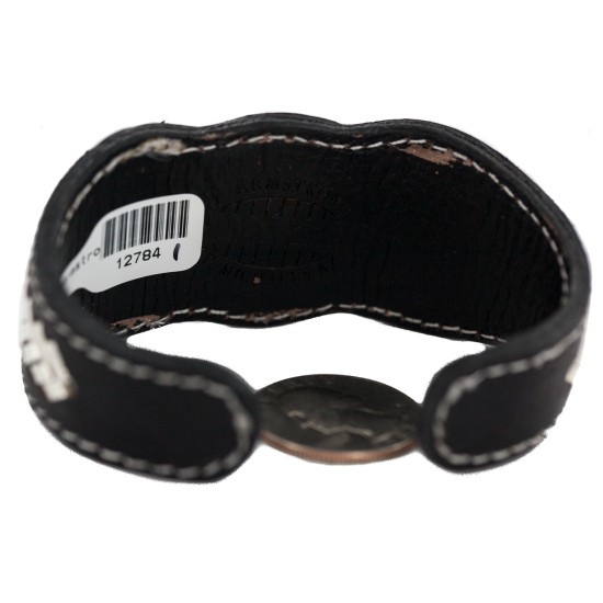 Certified Authentic .925 Sterling Silver Navajo Handmade Natural Turquoise Native American Leather Bracelet 12784-101 Certified Authentic .925 Sterling Silver Navajo Handmade Natural Turquoise Native American Leather Bracelet 12784-101