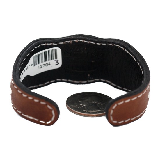 Certified Authentic Handmade .925 Sterling Silver Navajo Natural Turquoise Native American Leather Bracelet 12784-3 Certified Authentic Handmade .925 Sterling Silver Navajo Natural Turquoise Native American Leather Bracelet 12784-3