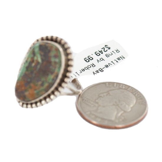 Handmade Navajo Certified Authentic .925 Sterling Silver Natural Turquoise Native American Ring 16959