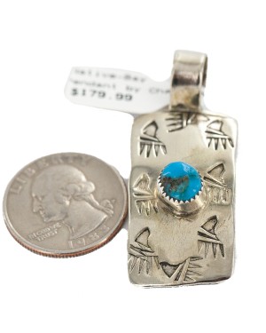 Certified Authentic Bear paw Handmade Nickel Natural Turquoise Navajo Native American Pendant 13167-1 Certified Authentic Bear paw Handmade Nickel Natural Turquoise Navajo Native American Pendant 13167-1
