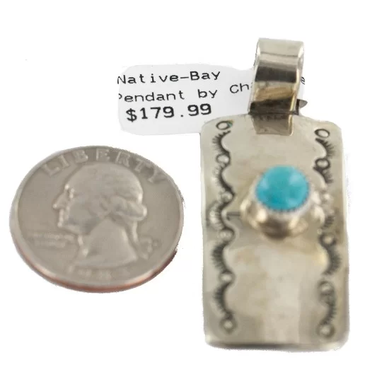 Handmade Nickel Natural Turquoise Navajo Native American Pendant 13167-2
