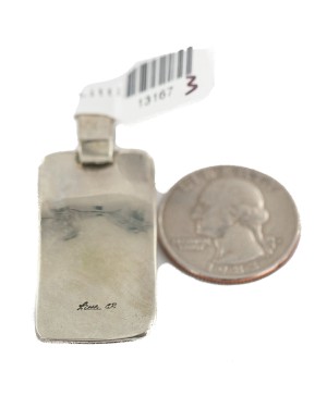 Certified Authentic Handmade Nickel Natural Turquoise Navajo Native American Pendant 13167-3