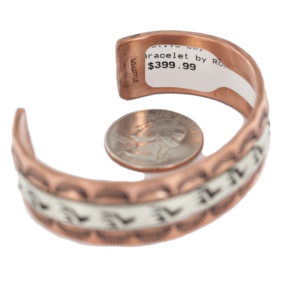 Certified Authentic .925 Sterling Silver Bear Paw Handmade Navajo Native American Pure Copper Bracelet 13170-3