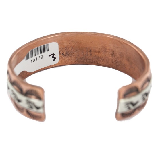 Certified Authentic .925 Sterling Silver Bear Paw Handmade Navajo Native American Pure Copper Bracelet 13170-3